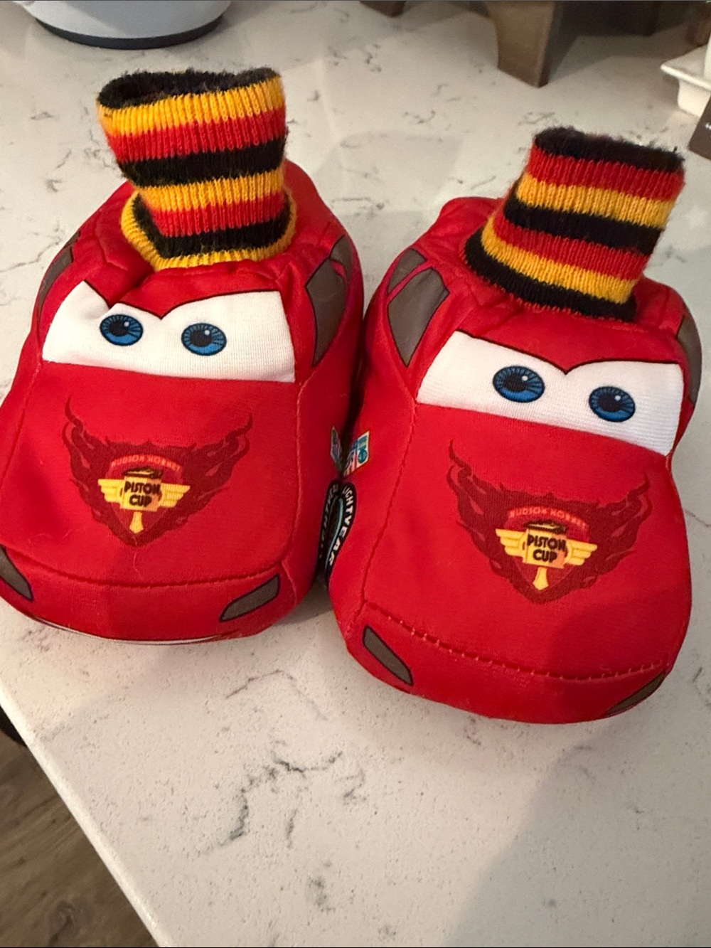 Disney Pixar Cars Lightning McQueen Red Plush Slippers